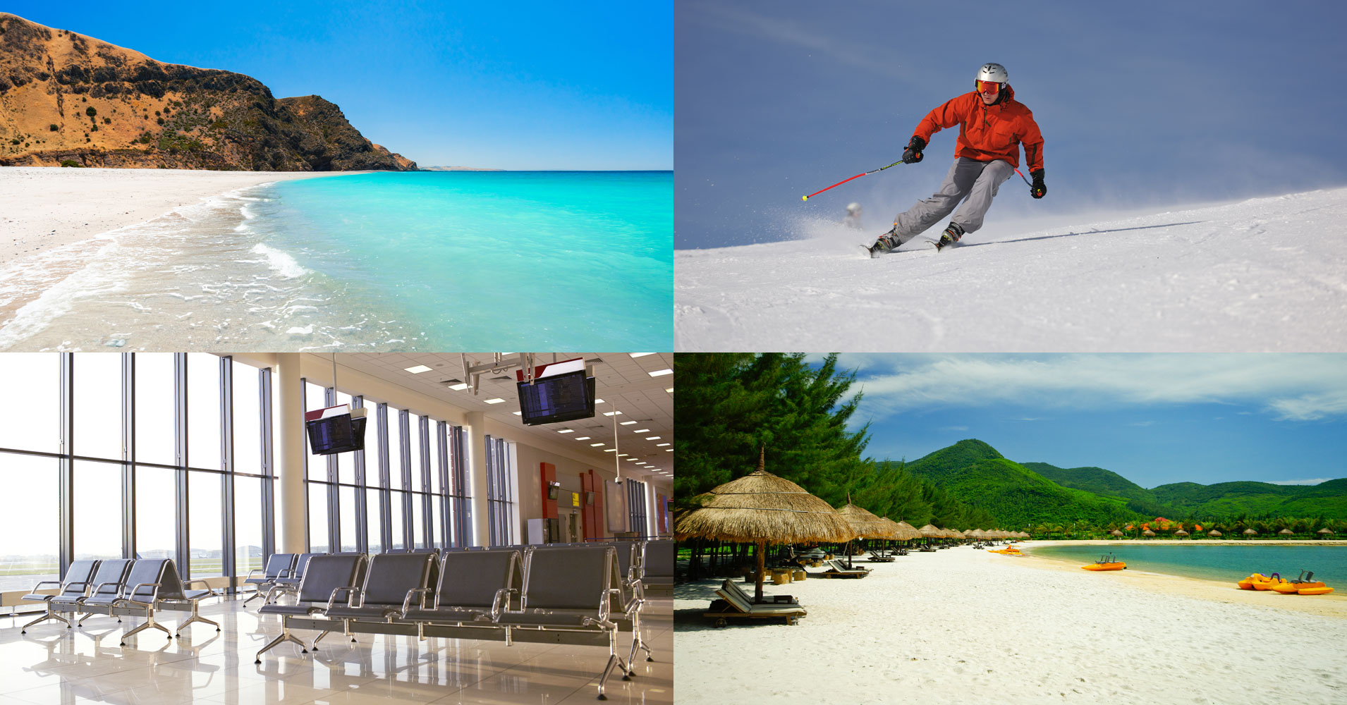 Image of summer and ski holidays, airport hall and cruise ship - Port transfer by Cannons Chauffeur Services